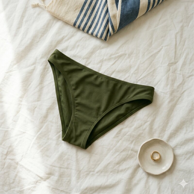 The Classic Bottom on white bedsheet with Turkish towel