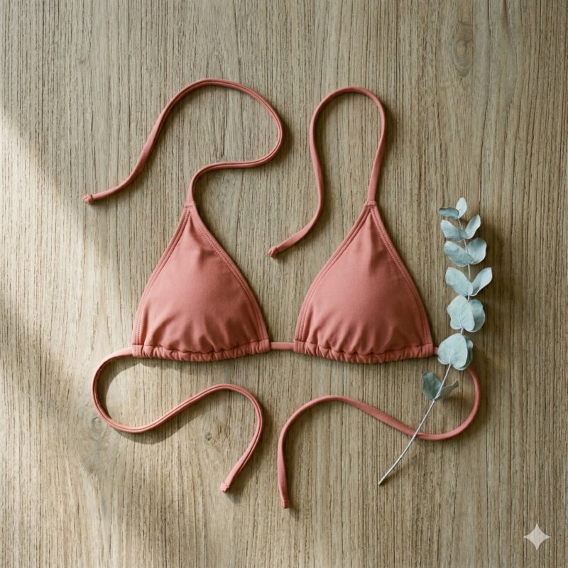 The Triangle Top on teak wood with eucalyptus sprig